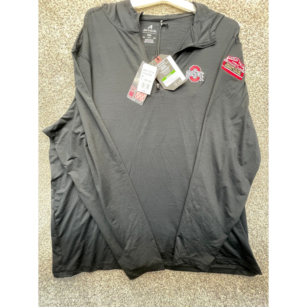 Antigua Tidy QZ Hoodie Men 2X Black NEW Ohio State Wrigley Field Quarter Zip